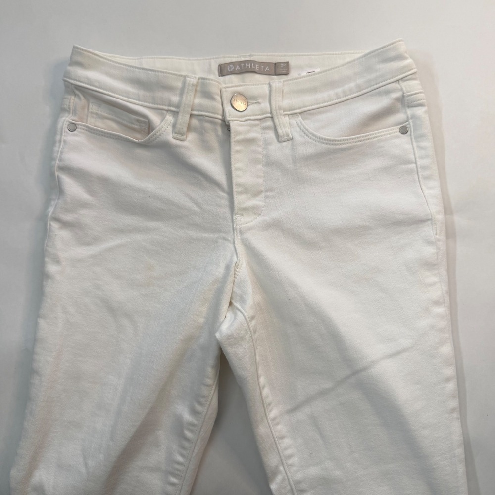 Athleta Sculptek White Skinny Stretch Mid Rise Jeans Denim‎ Pants Size 2/26